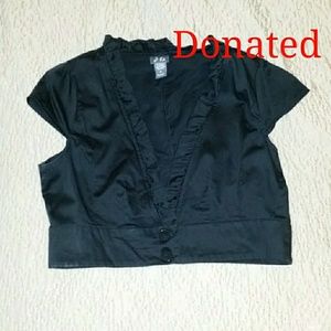 XL Black Ruffle Jacket Blazer Outer Wear